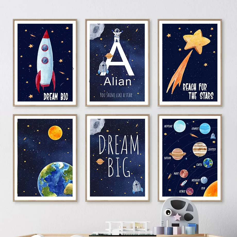 Kids Education Name - Quadro su Tela Personalizzato con Nome,