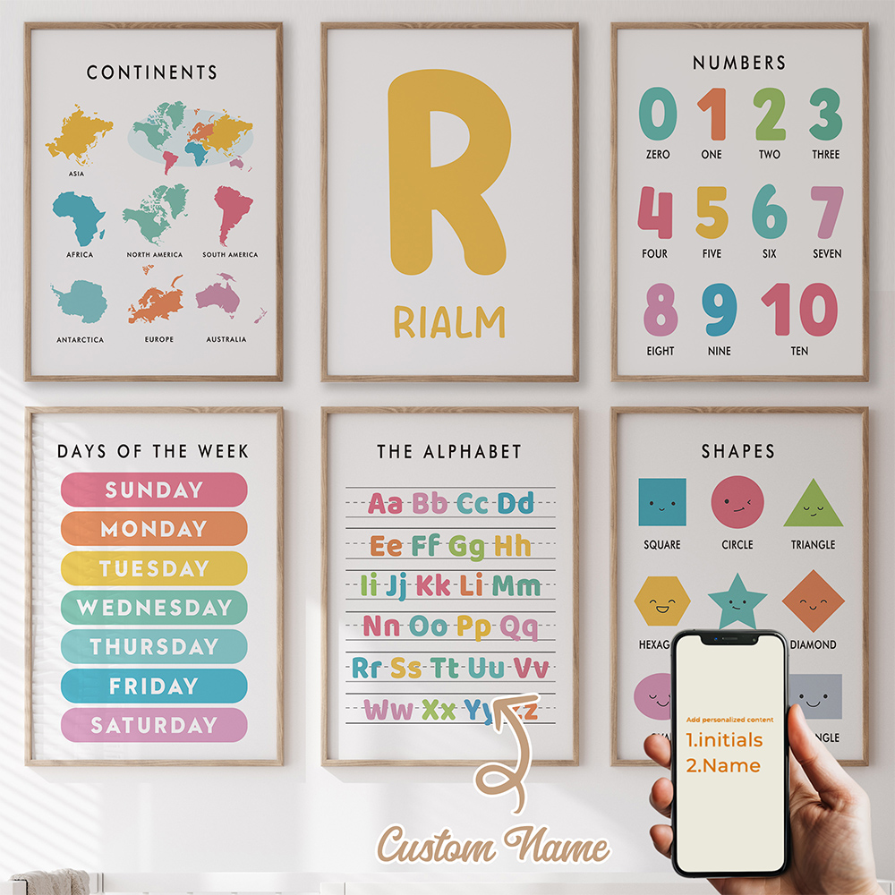 Set di 6 Stampe Personalizzate - Kids Education Name recensione e prezzo
